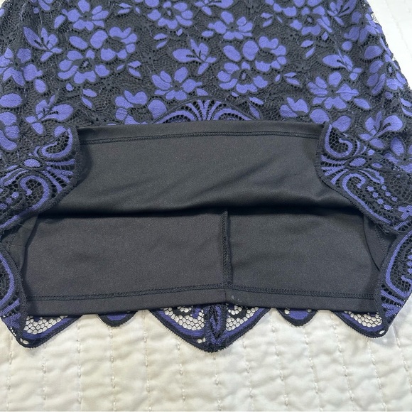 DKNY Elegant Floral Lace Long Sleeve Dress in Purple - Picture 10 of 15